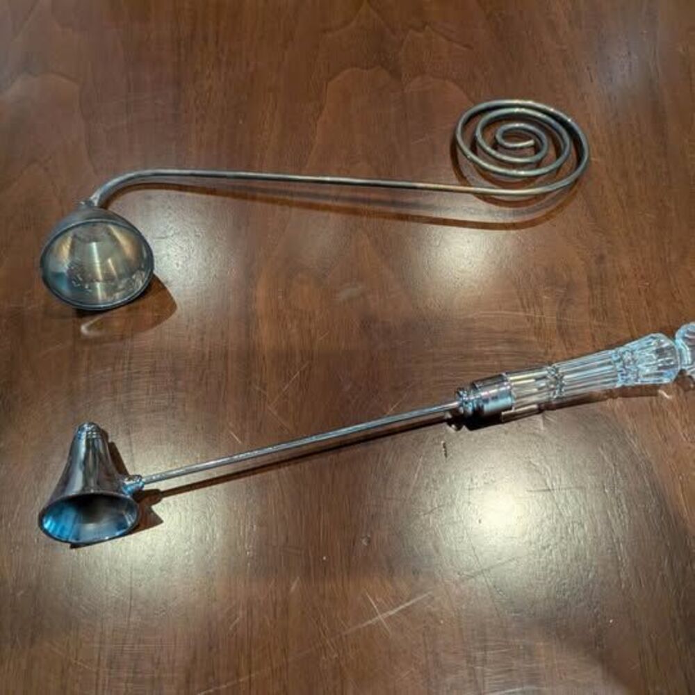 Vintage Set of 2 metal and crystal candle snuffers